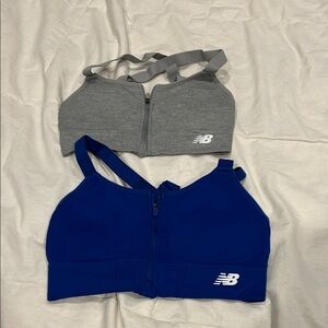 New Balance Gray and Blue Zip-Up Bras